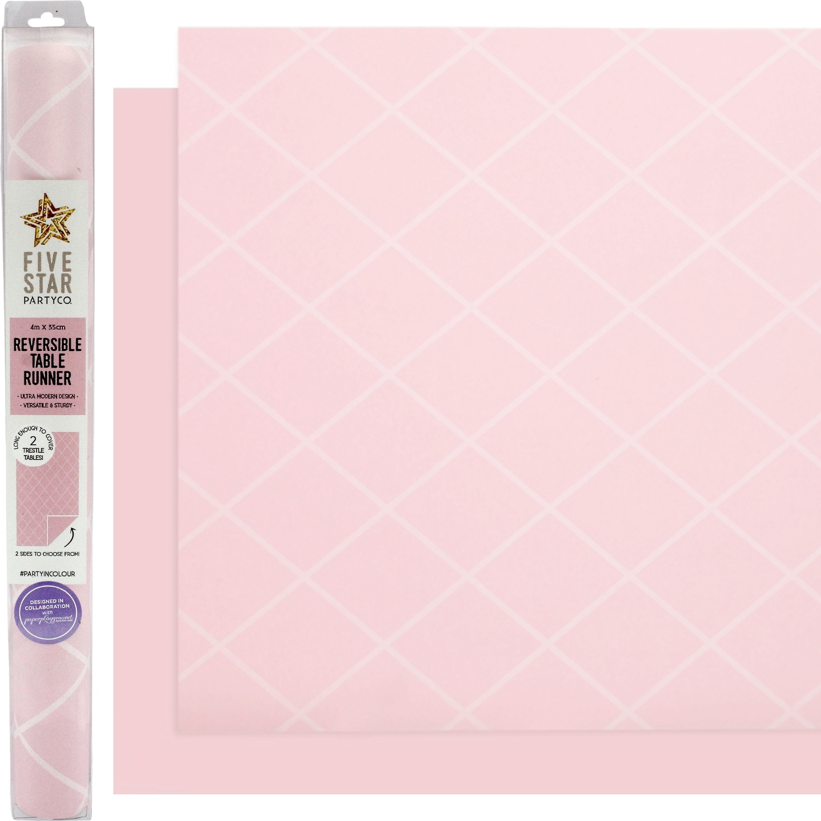 Light Pink Diamond Reversible Table Runner