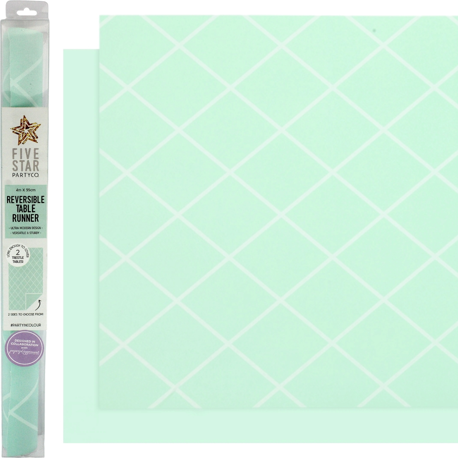 Mint Green Diamond Reversible Table Runner