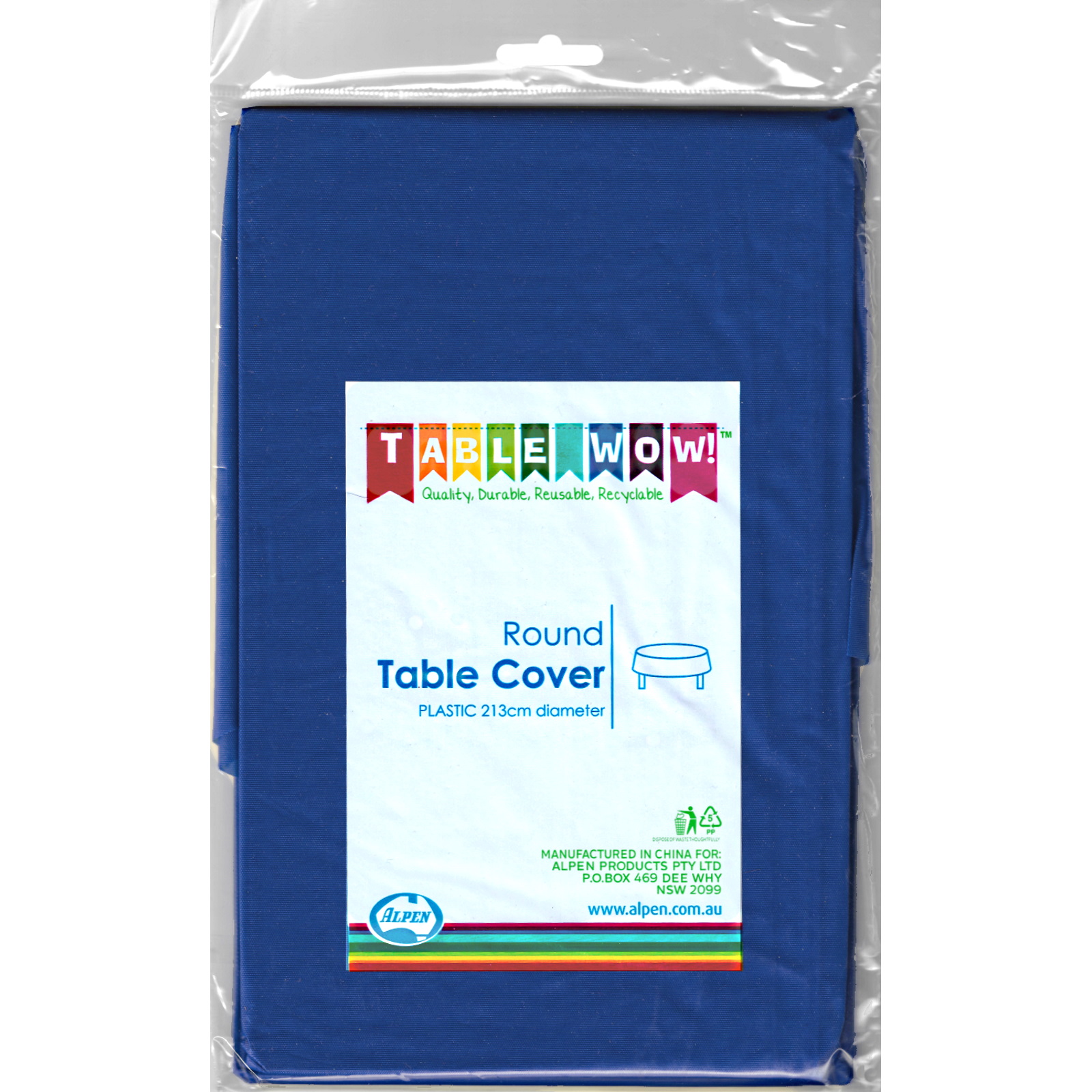 Classic Royal Blue Plastic Round Tablecloth