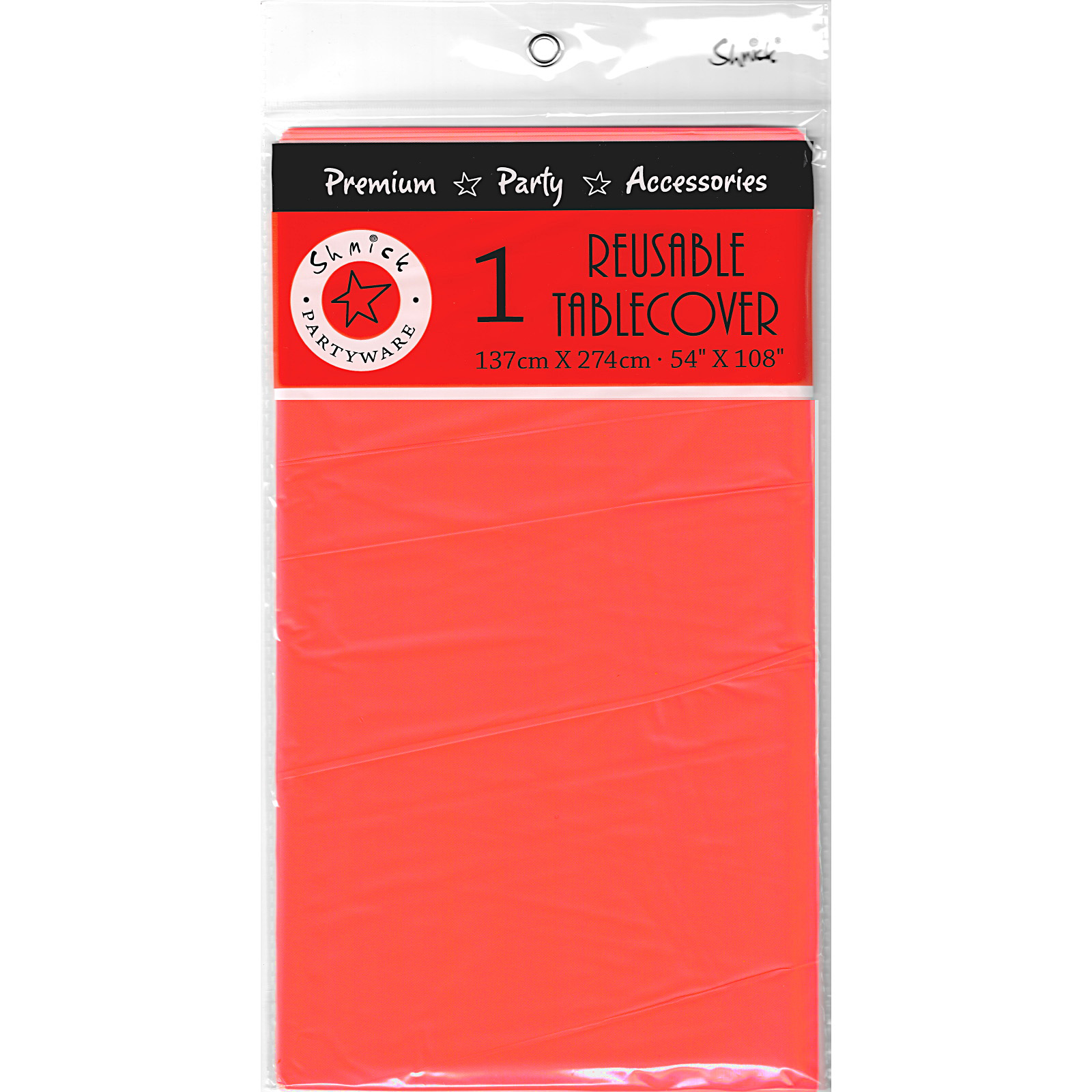 Neon Coral Plastic Tablecloth 