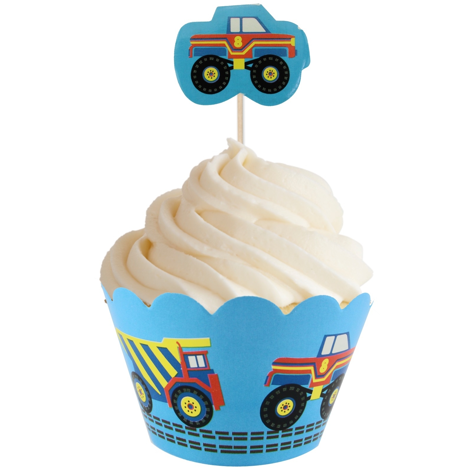 Construction Cupcake Wrappers and Toppers (Set of 12)