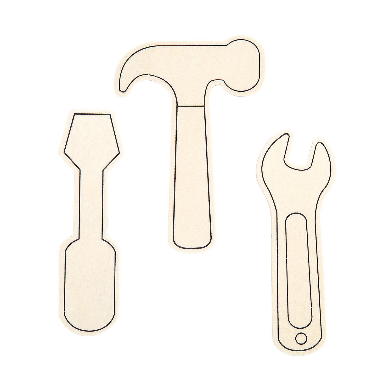 Wooden Colour Your Own Tool Shapes (Pack of 24)