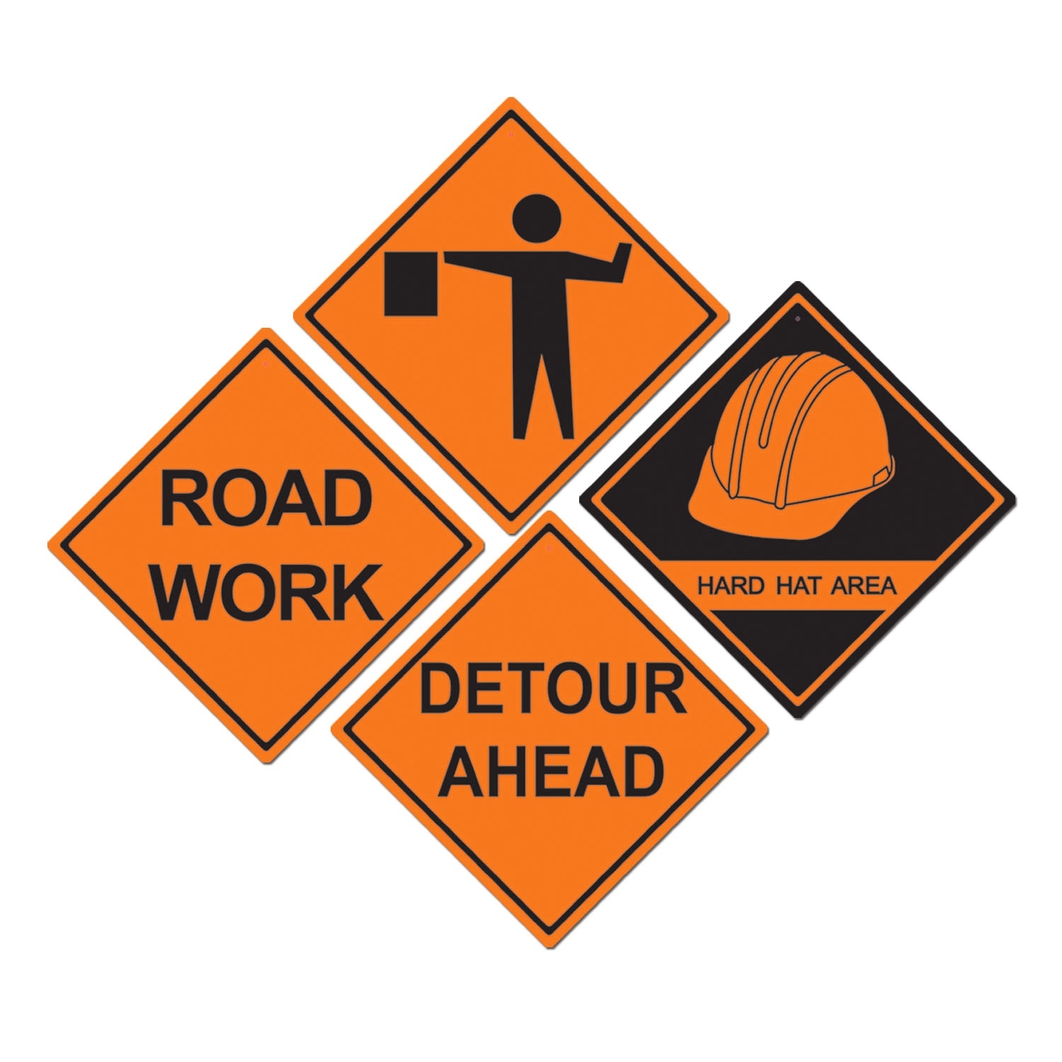 Construction Sign Decorations (Pack of 4)