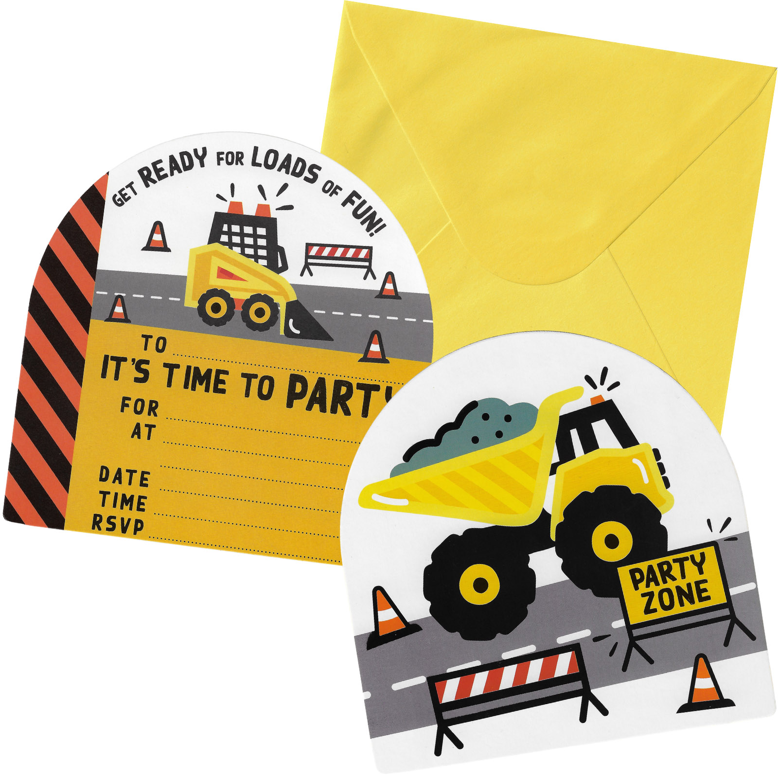 Construction Party Zone Invitations (Pack of 8)