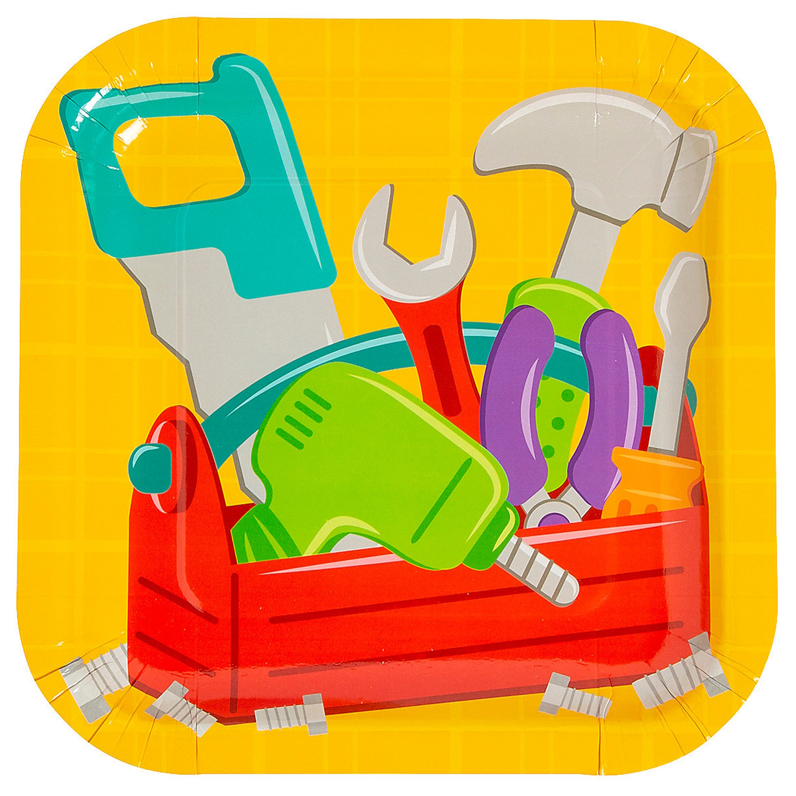 Little Handyman Large Square Paper Plates (Pack of 8)