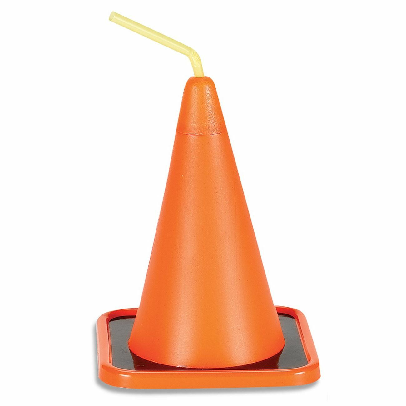 Construction Cone Novelty Cup with Straw