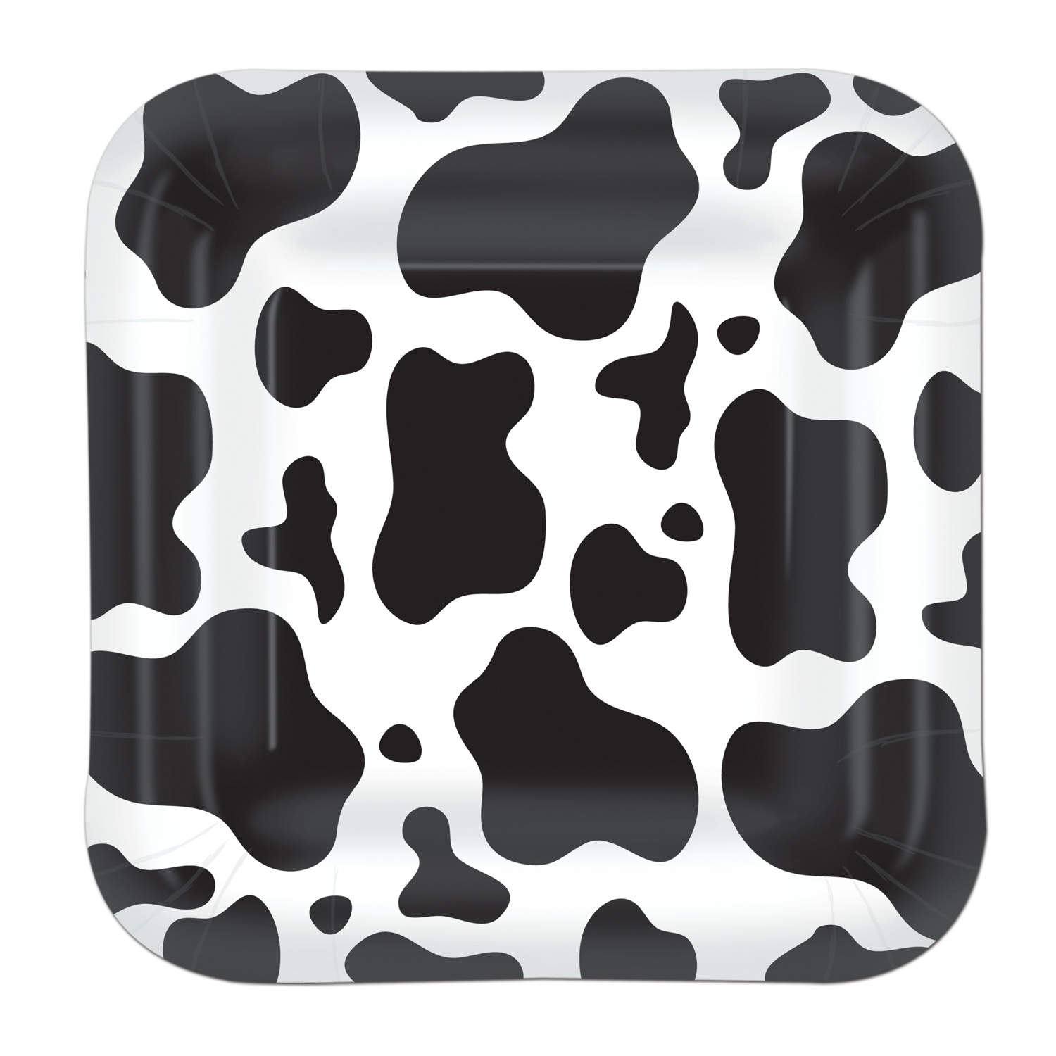 Cow Print Large Square Paper Plates (Pack of 8)