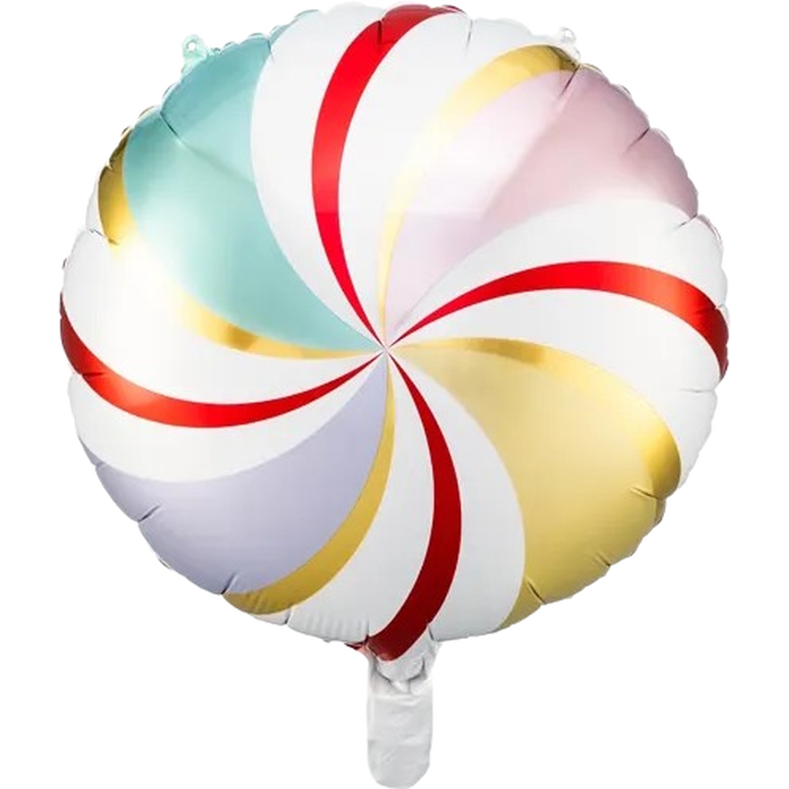 Pastel, Red and Gold Candy Swirl Round Foil Helium Balloon