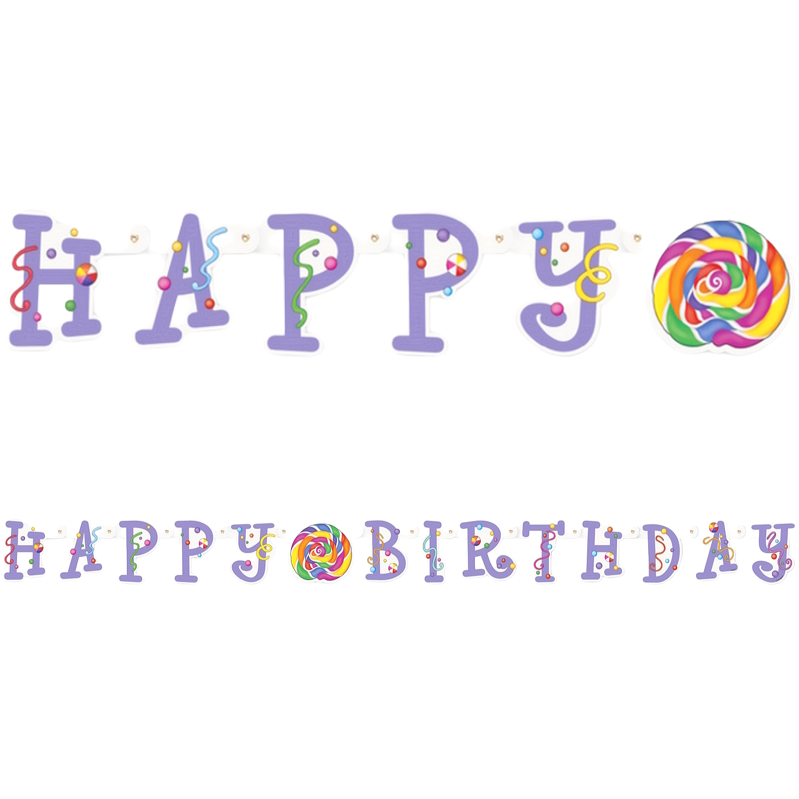 Candy Party Happy Birthday Jointed Banner 