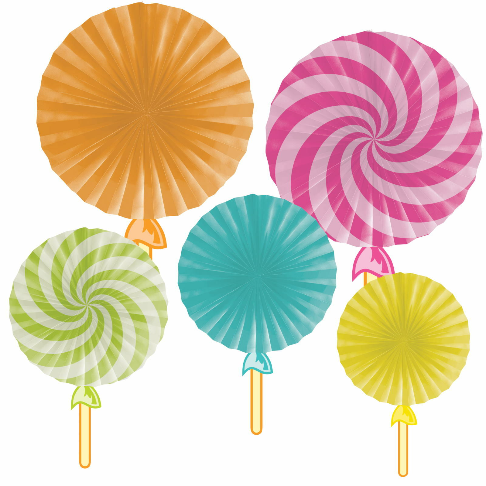 Lollypop Paper Fan Decorations (Pack of 5)