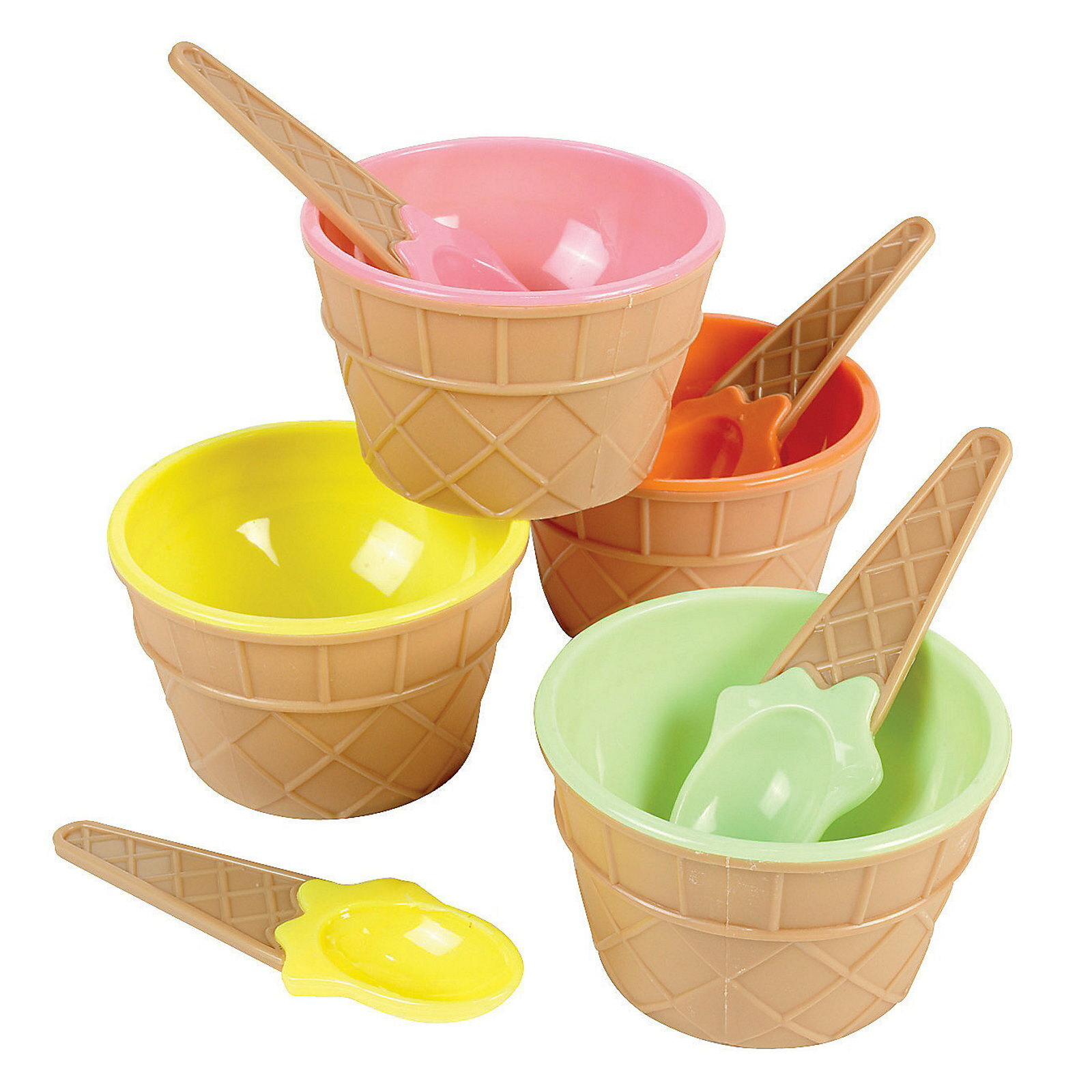 Plastic Ice Cream Dishes with Spoons (Pack of 12)