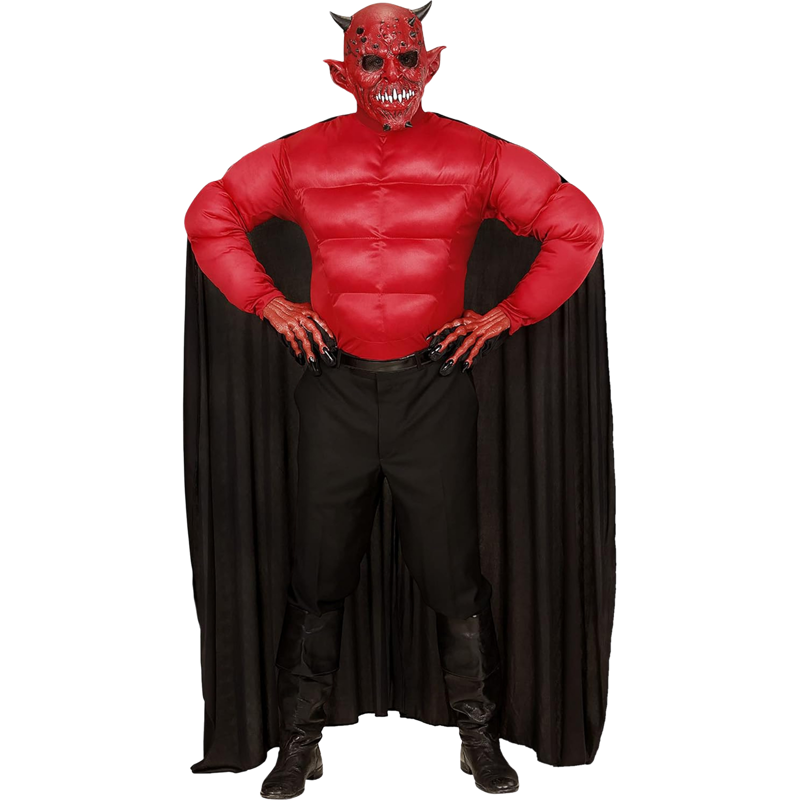 Men's Devil Muscle Shirt With Cape Costume Medium