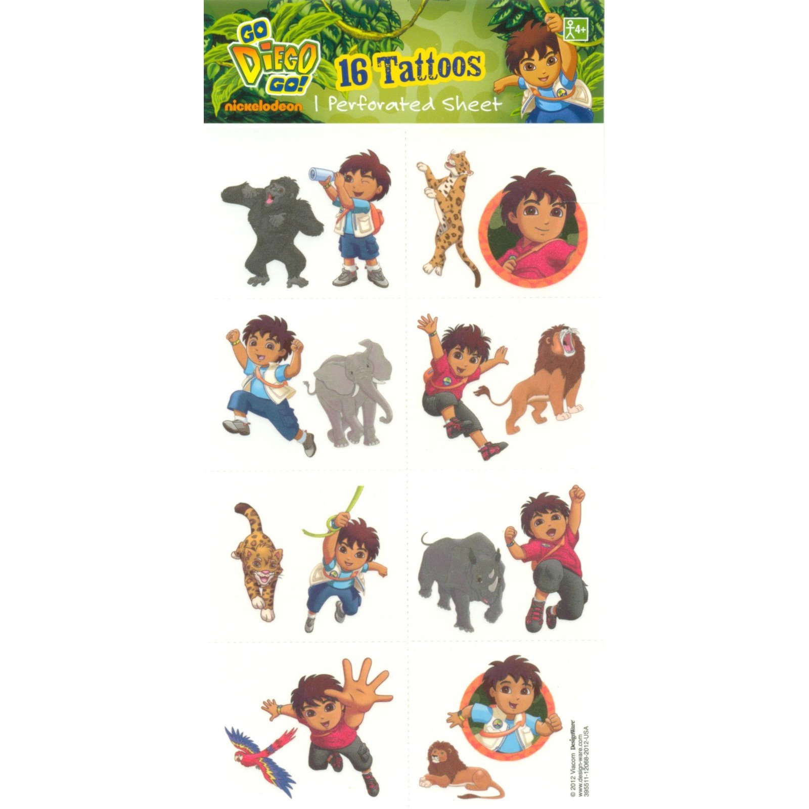 Go Diego Go Tattoos (1 Sheet)