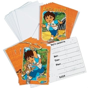 Go Diego Go Party Invitations & Thank You Cards (8 of each)