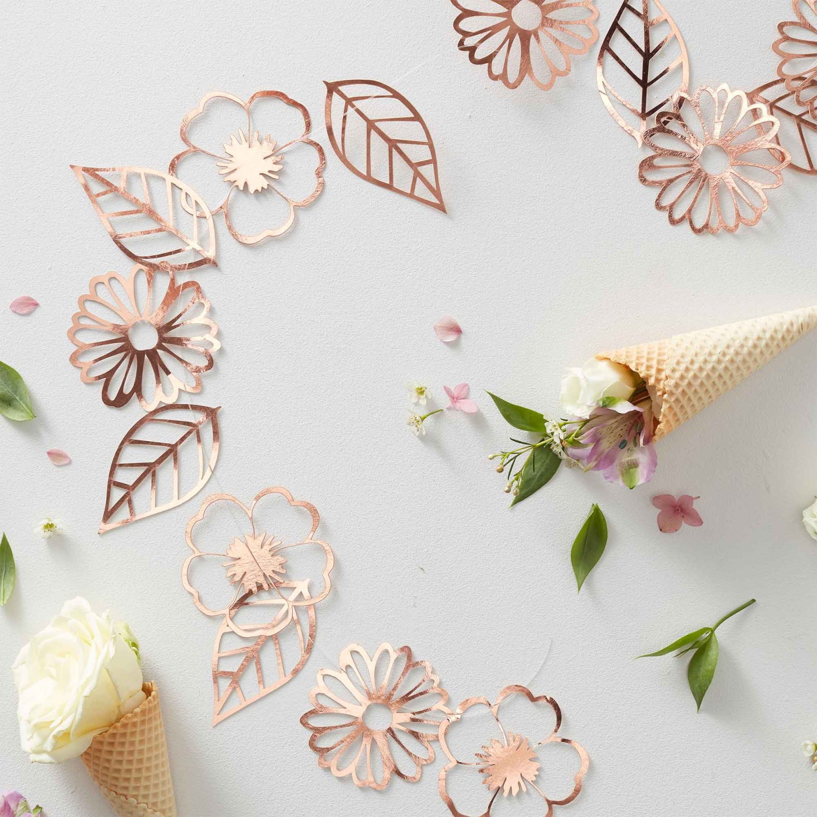 Ginger Ray Ditsy Floral Rose Gold Garland Banner 3m