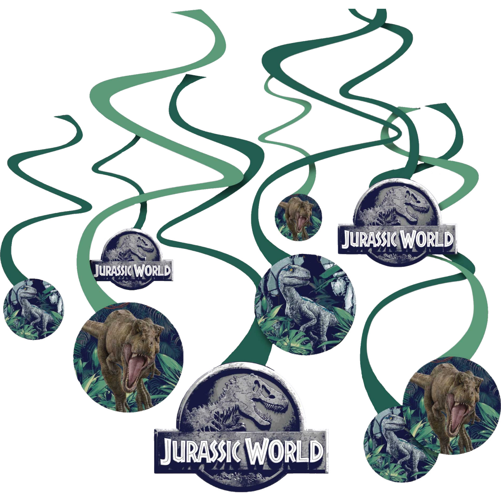 Jurassic Into the Wild Swirl Decorations (Pack of 12)