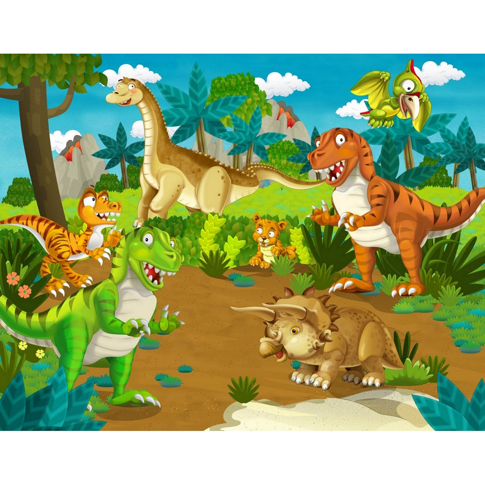 Cartoon Dinosaurs Large Fabric Backdrop