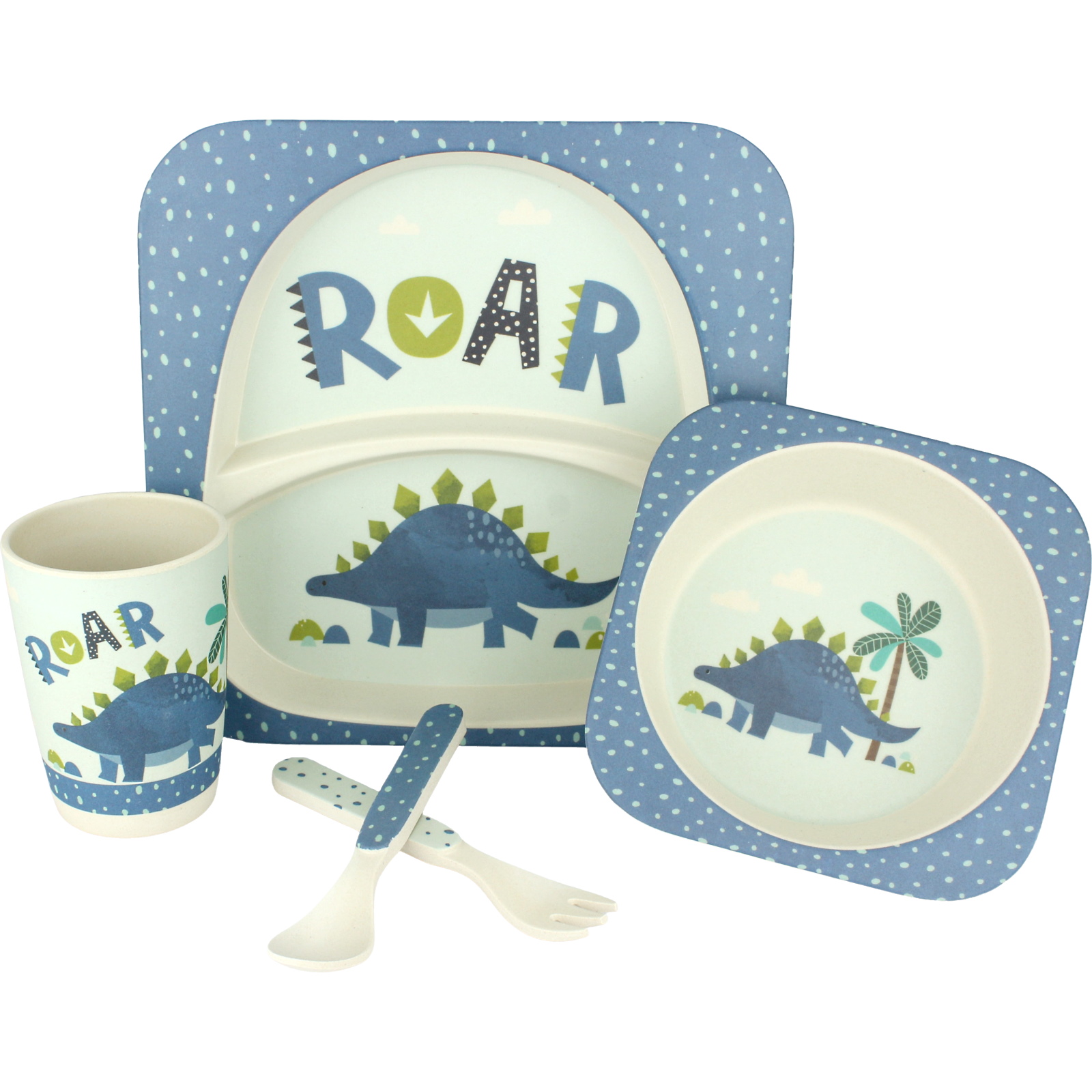 Frankie & Me Dinosaur Bamboo Fibre Kids Tableware Set (5 Pieces)