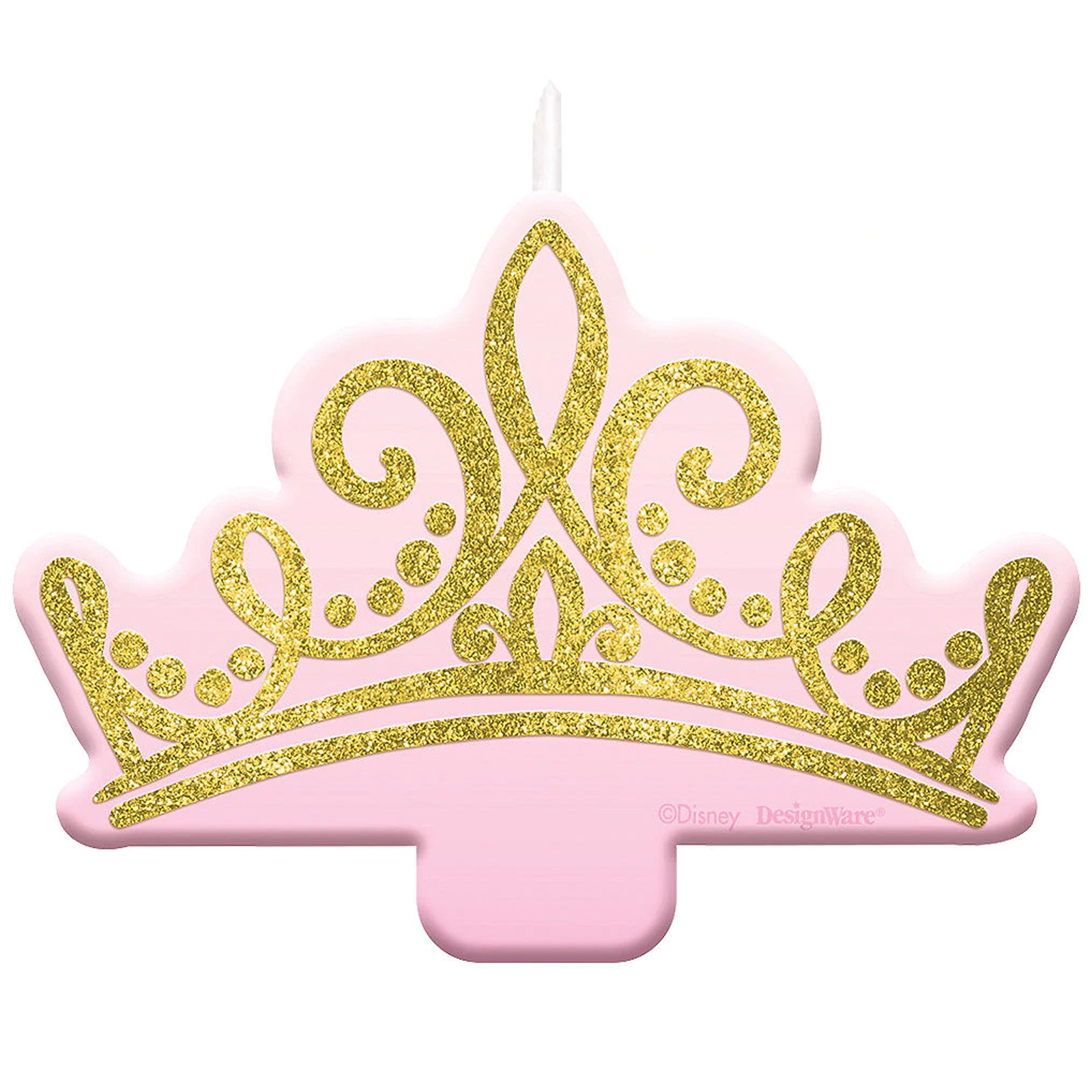 Disney Princess Once Upon A Time Gold Glitter Tiara Birthday Candle