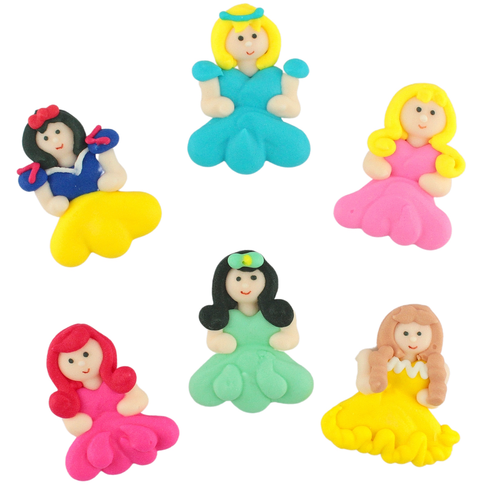 Princess Edible Sugar Cupcake Decorations (Pack of 6) 