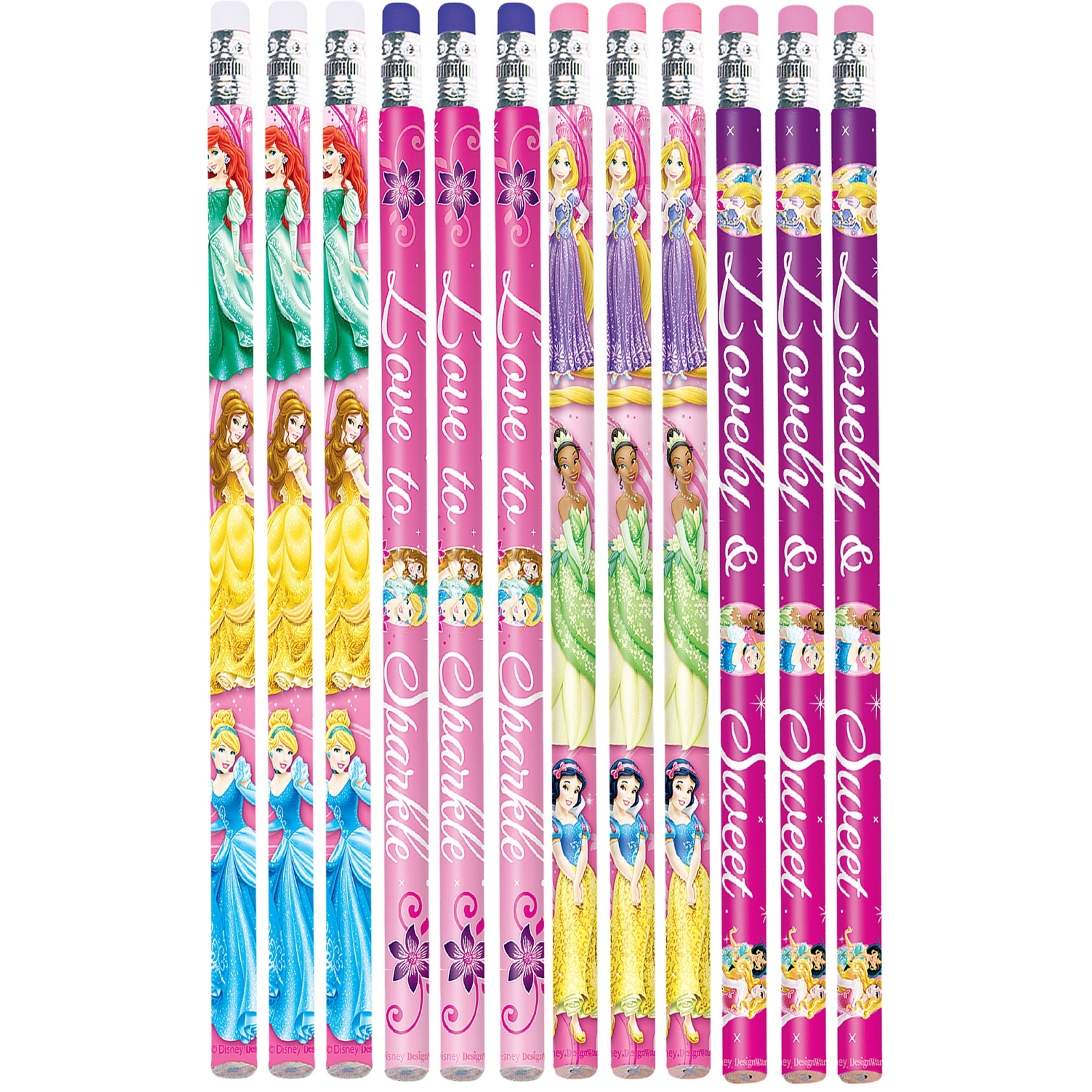 Disney Princess Sparkle Pencils (Pack of 12)