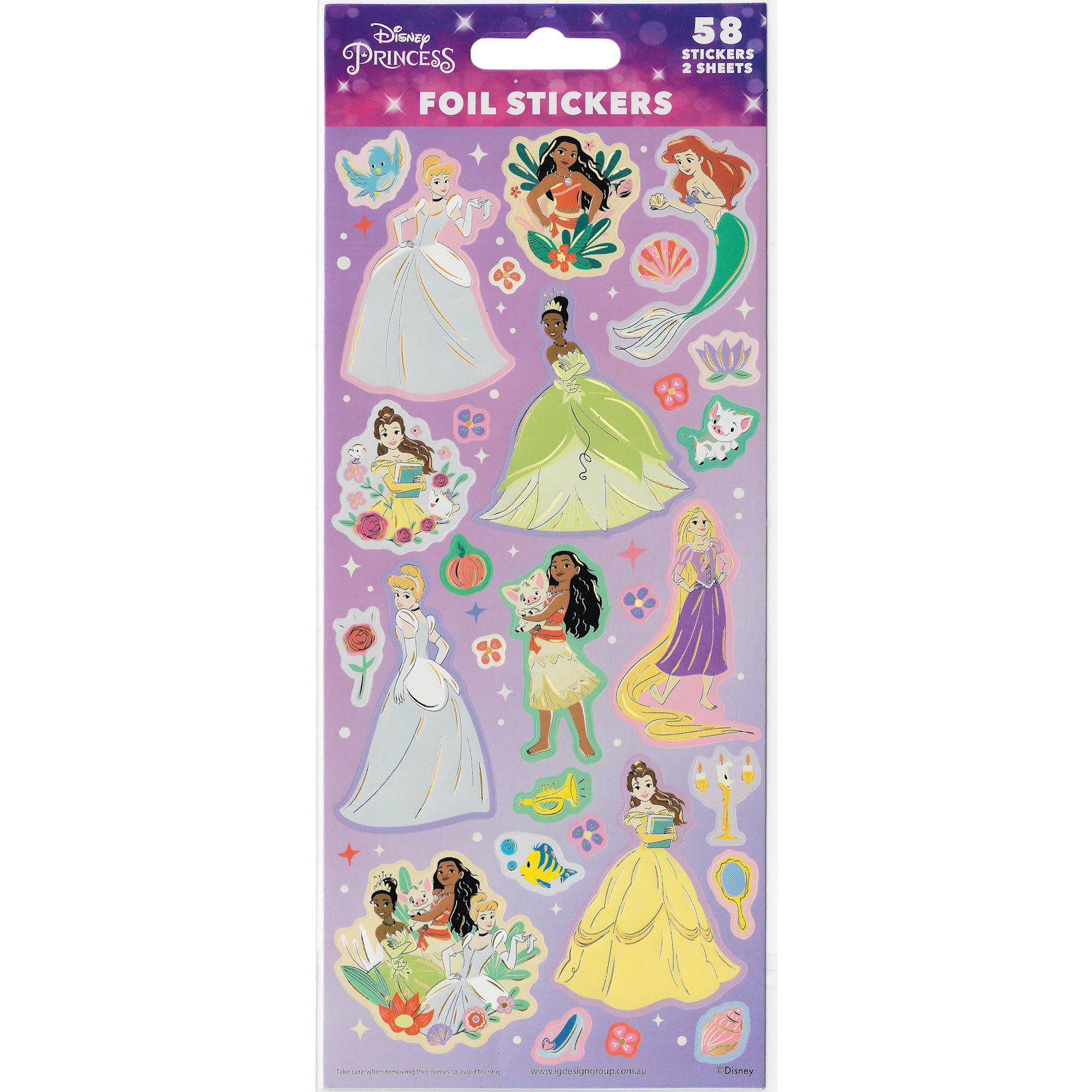 Disney Princess Foil Stickers (2 Sheets)