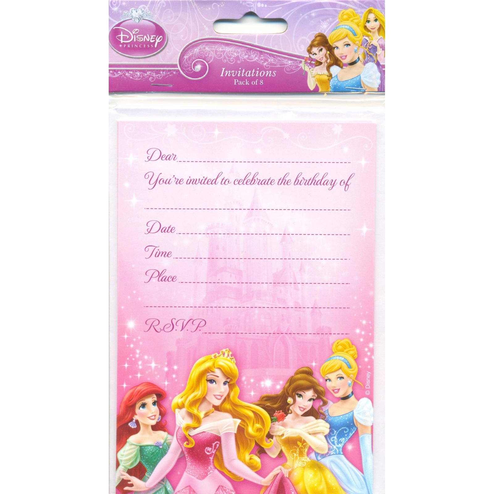 Disney Princess Sparkle Party Invitations (Pack of 8)