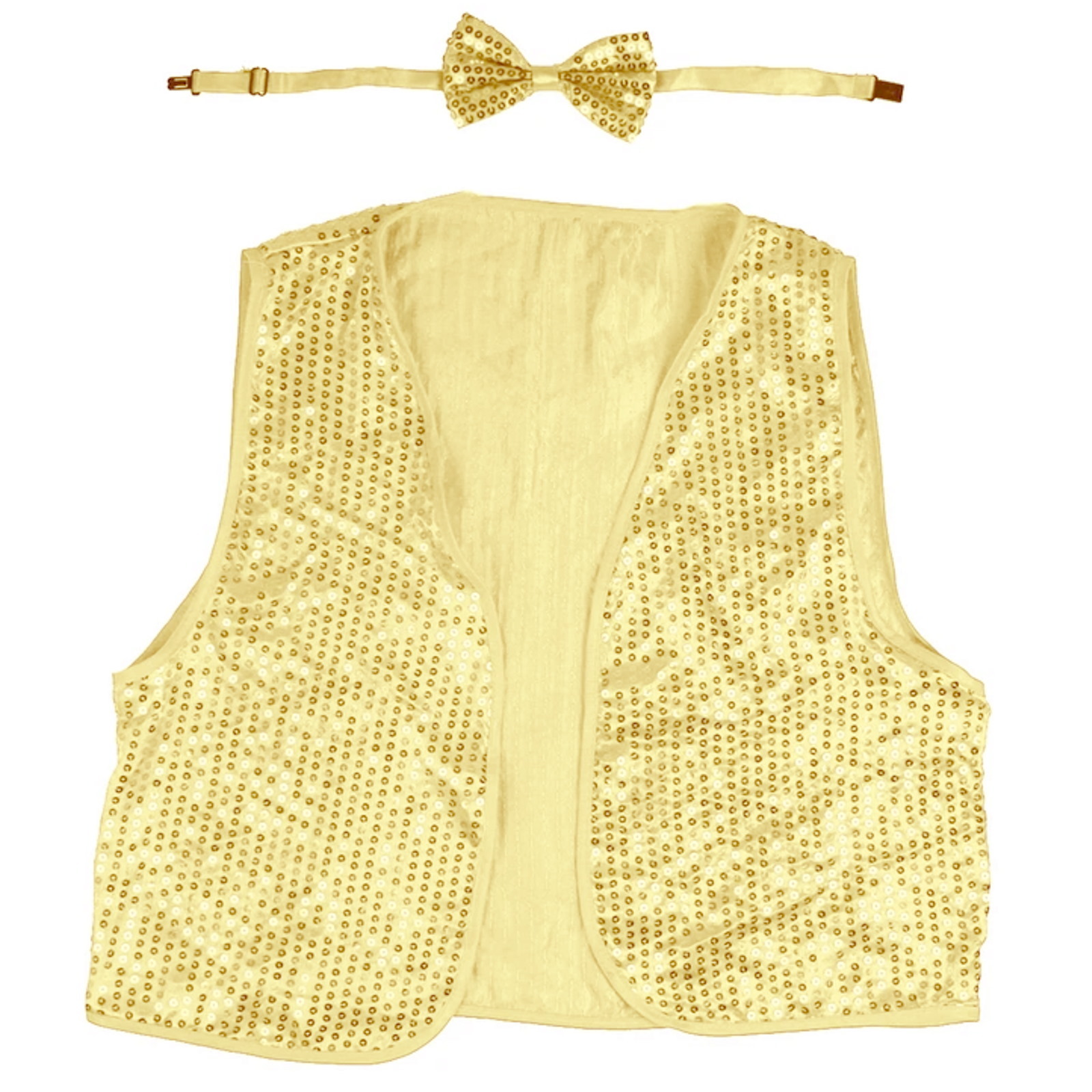 Adult Gold Sequin Bow Tie & Vest Set