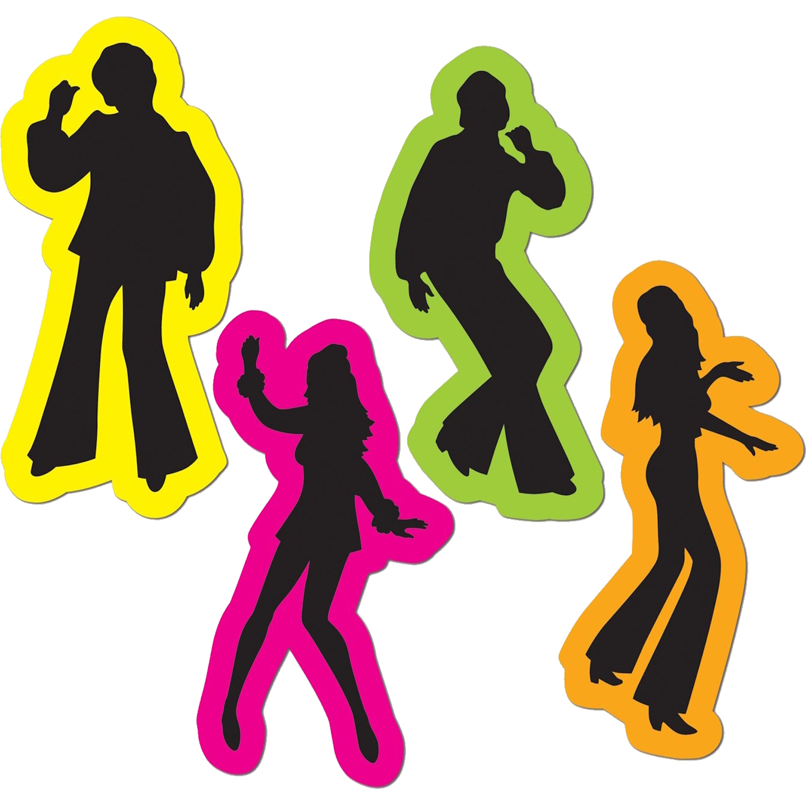 Retro 70's Silhouette Cutout Wall Decorations (Set of 4)