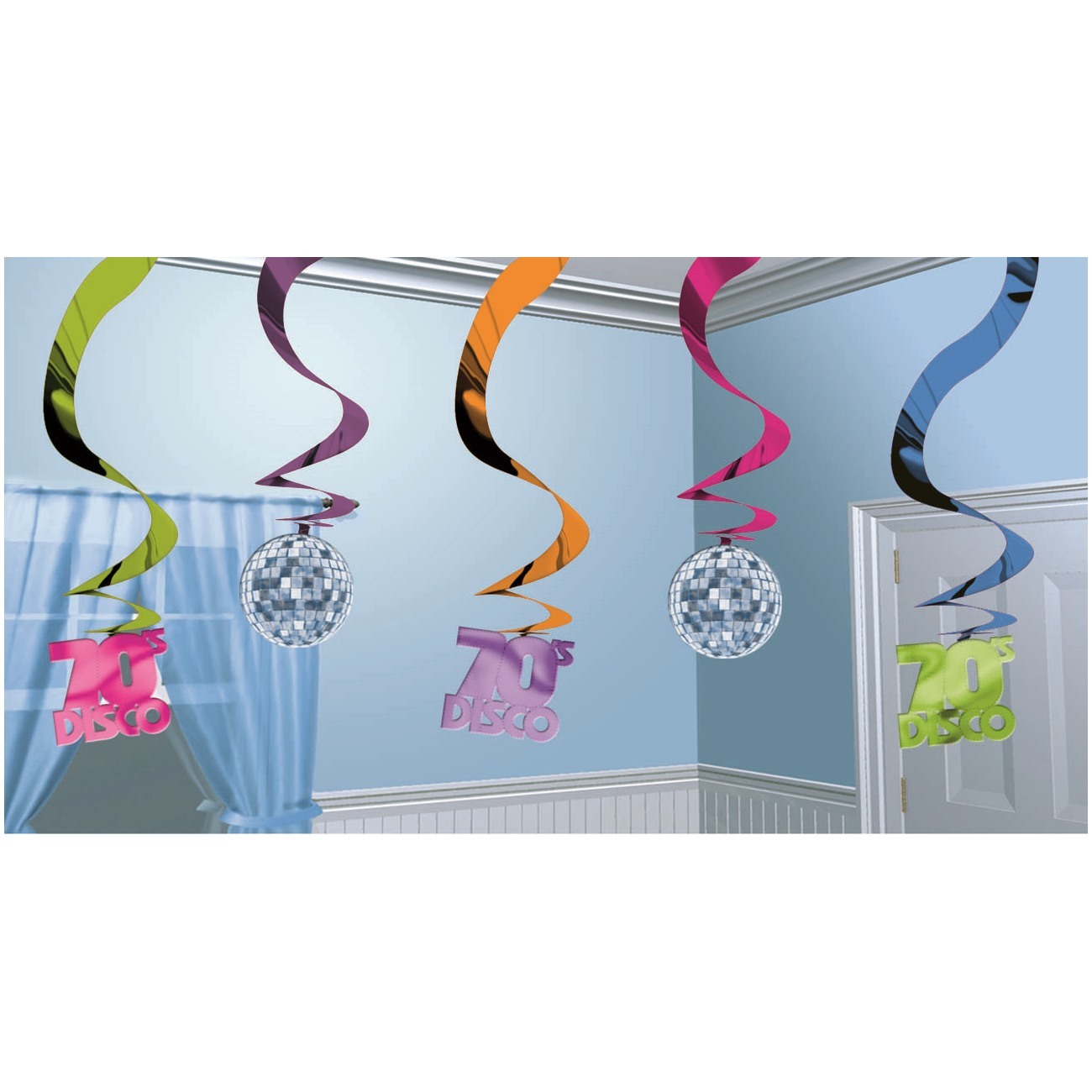 Disco Hanging Swirl Decorations (Pack of 5)