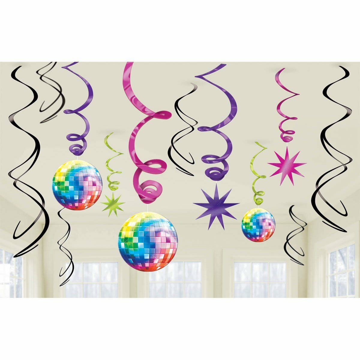 Disco Fever Swirl Decorations (Pack of 12)