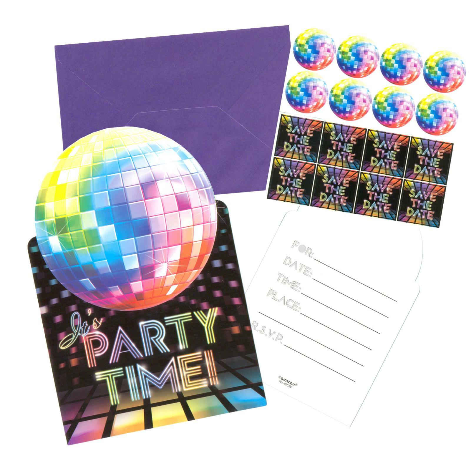 Disco Fever Party Invitation Set (Pack of 8)