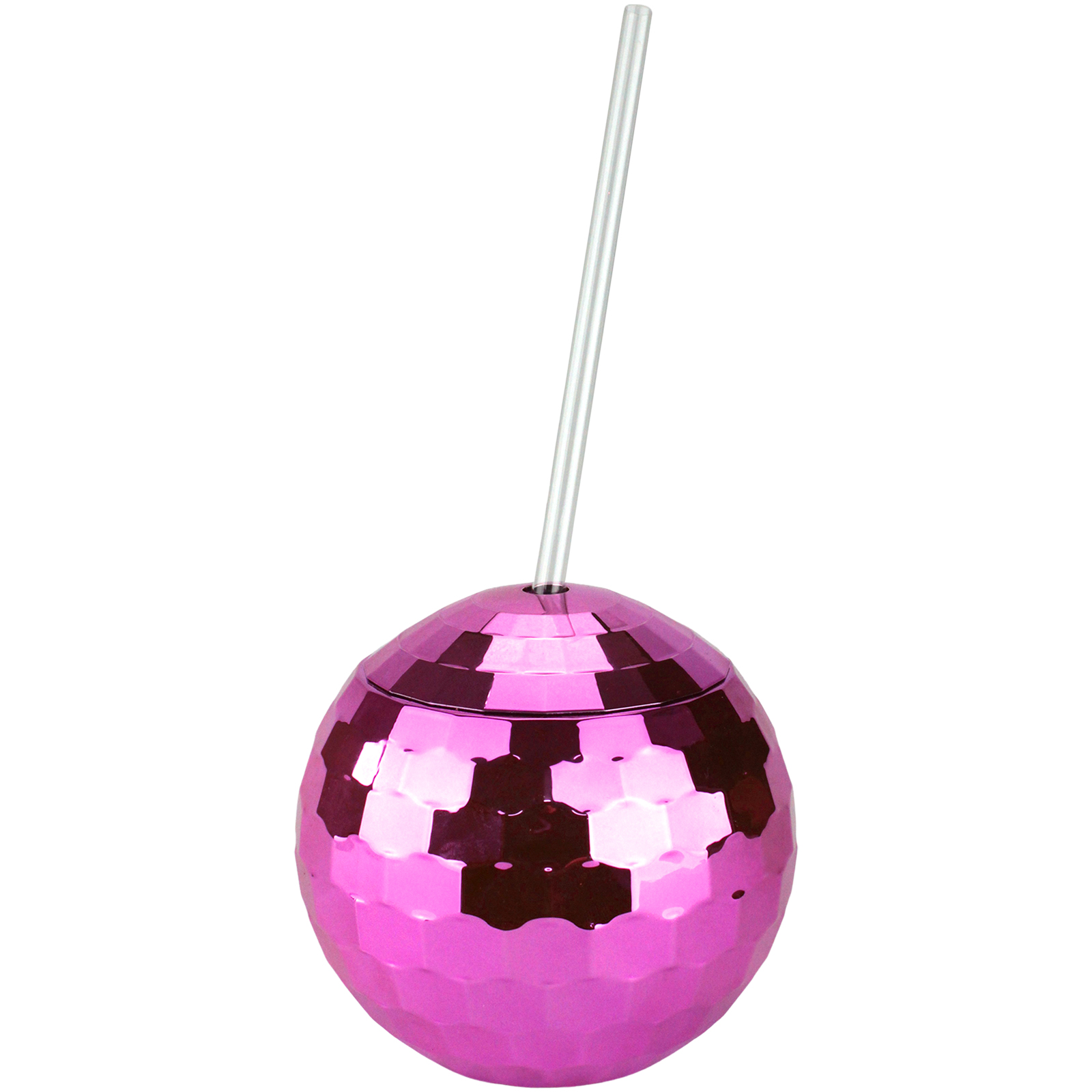 Pink Disco Ball Novelty Cup with Straw 