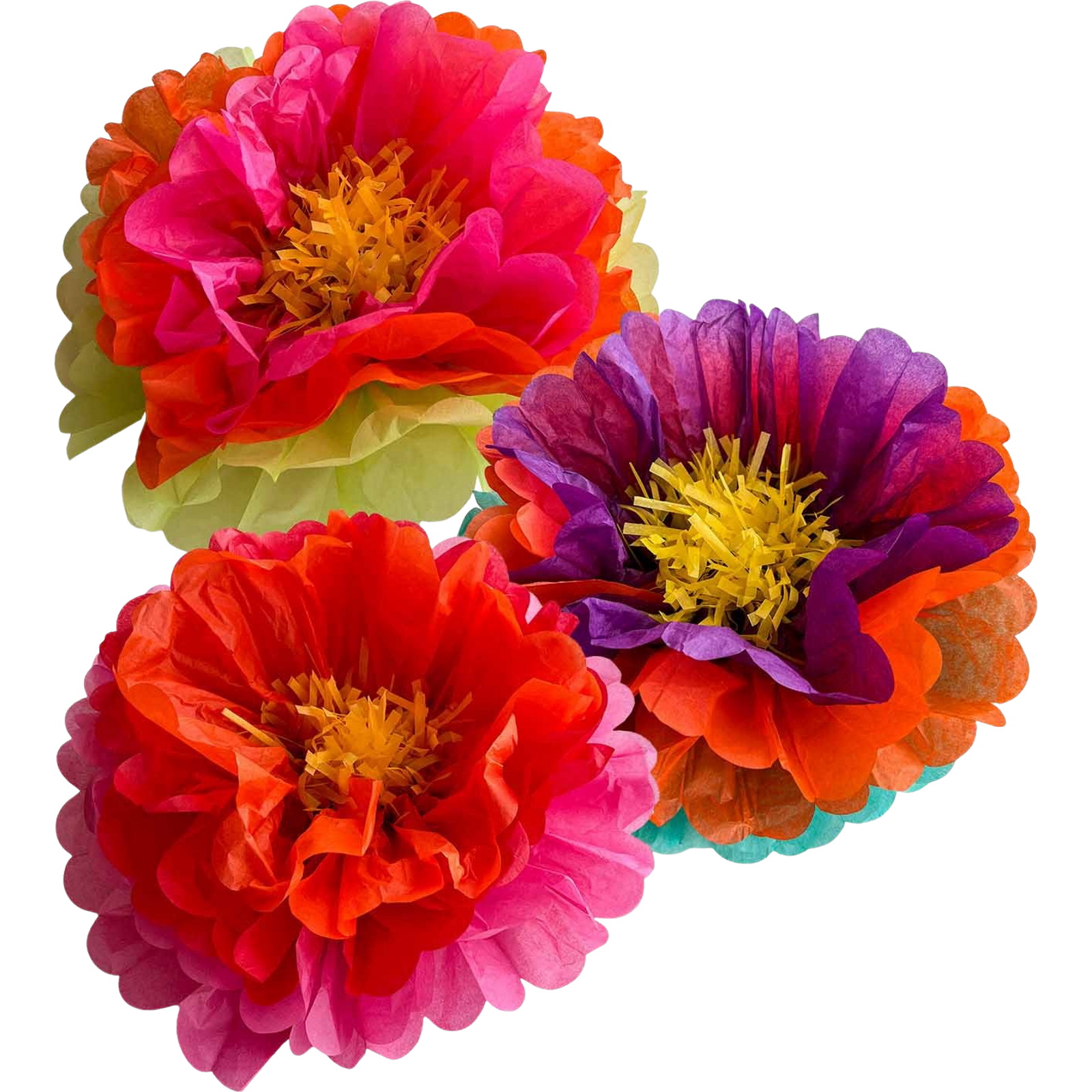 Bright Flower Fluffy Tissue Table Decorations (3 Pack)