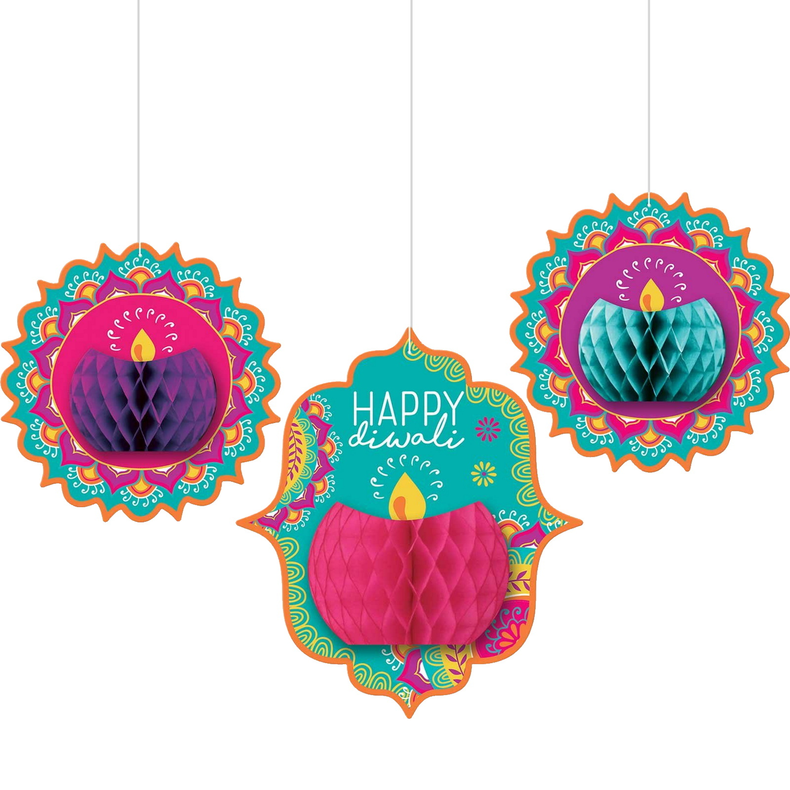 Diwali Honeycomb Hanging Decorations (Set of 3)