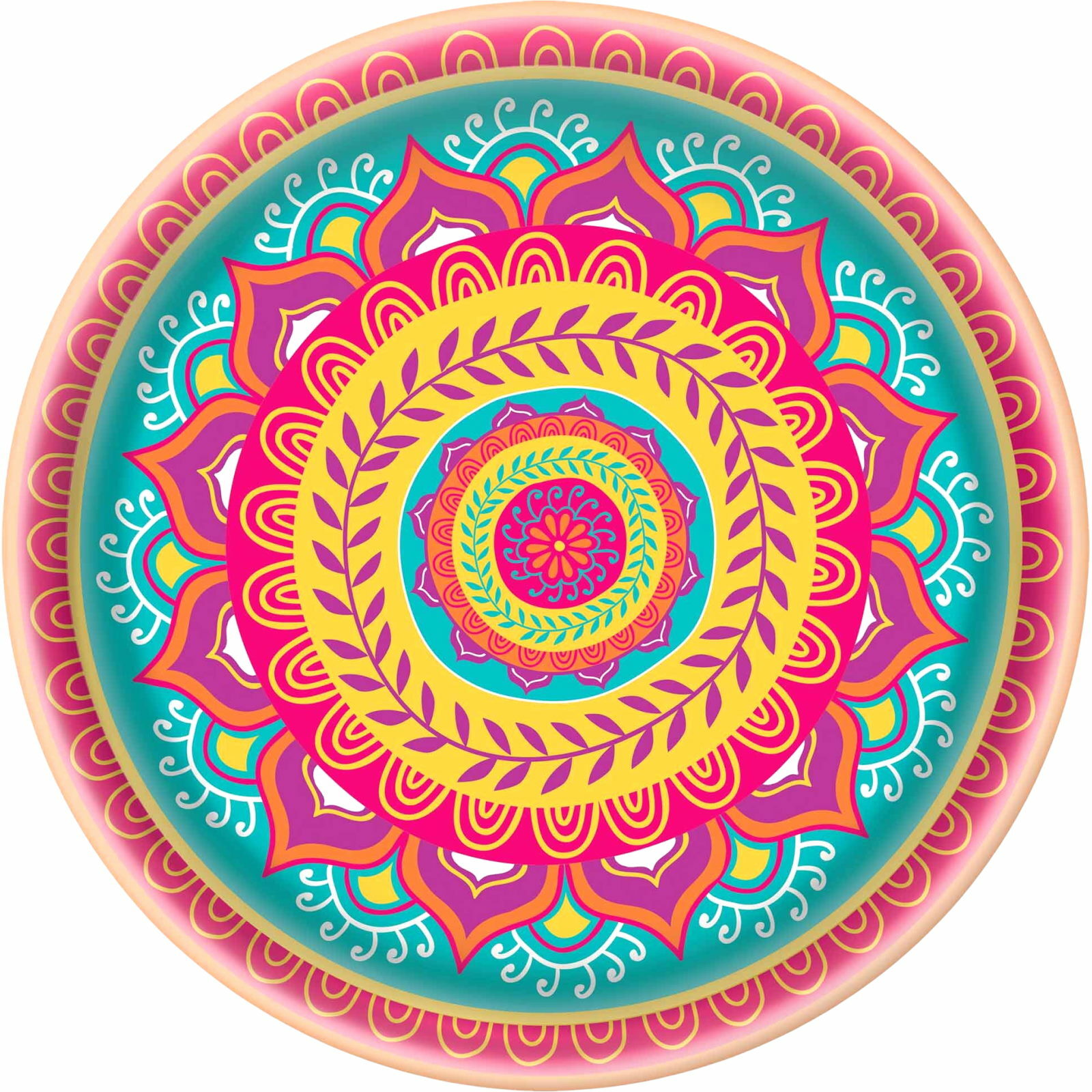 Diwali Round Plastic Serving Platter 34cm