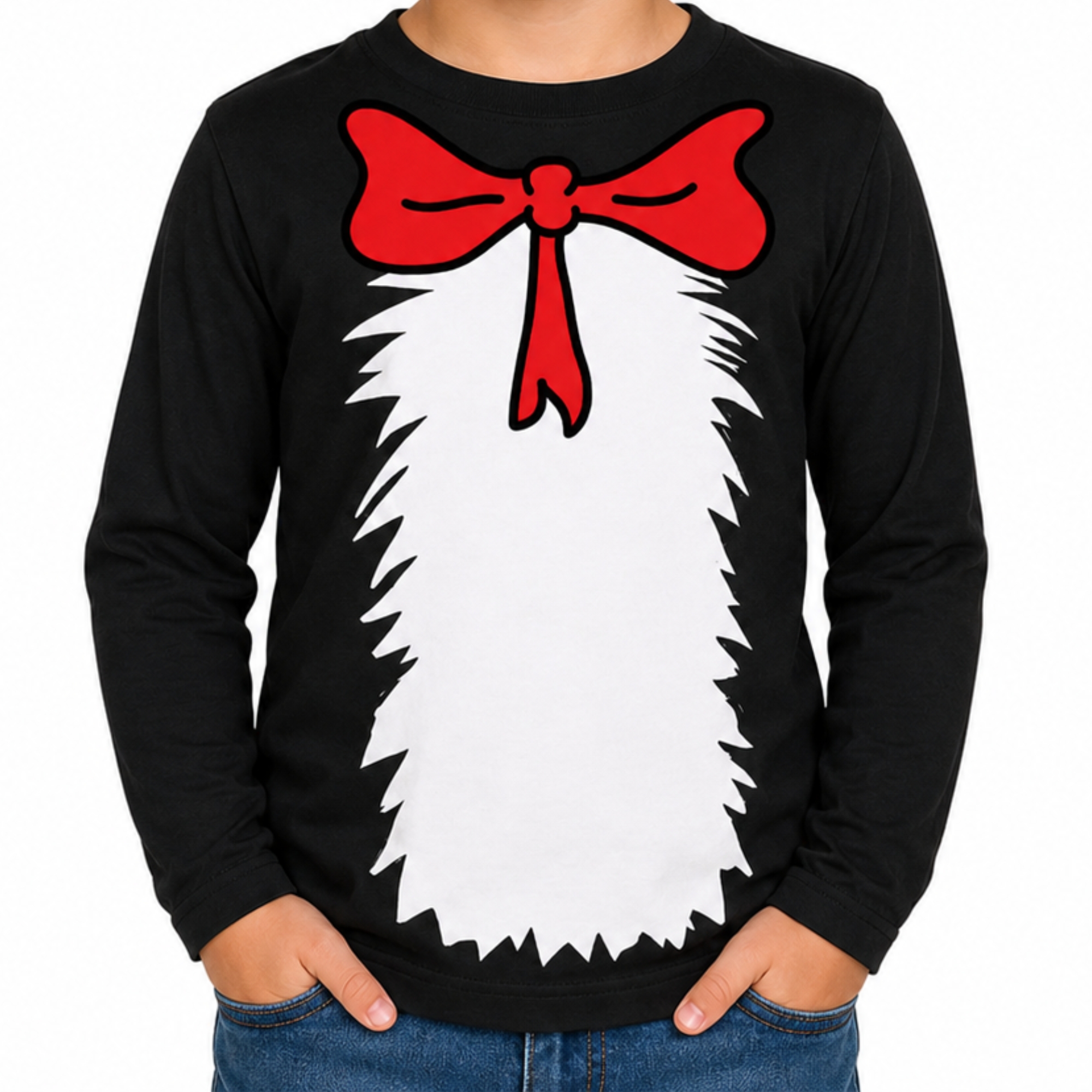 Kids Silly Cat Log Sleeve Top Costume Medium