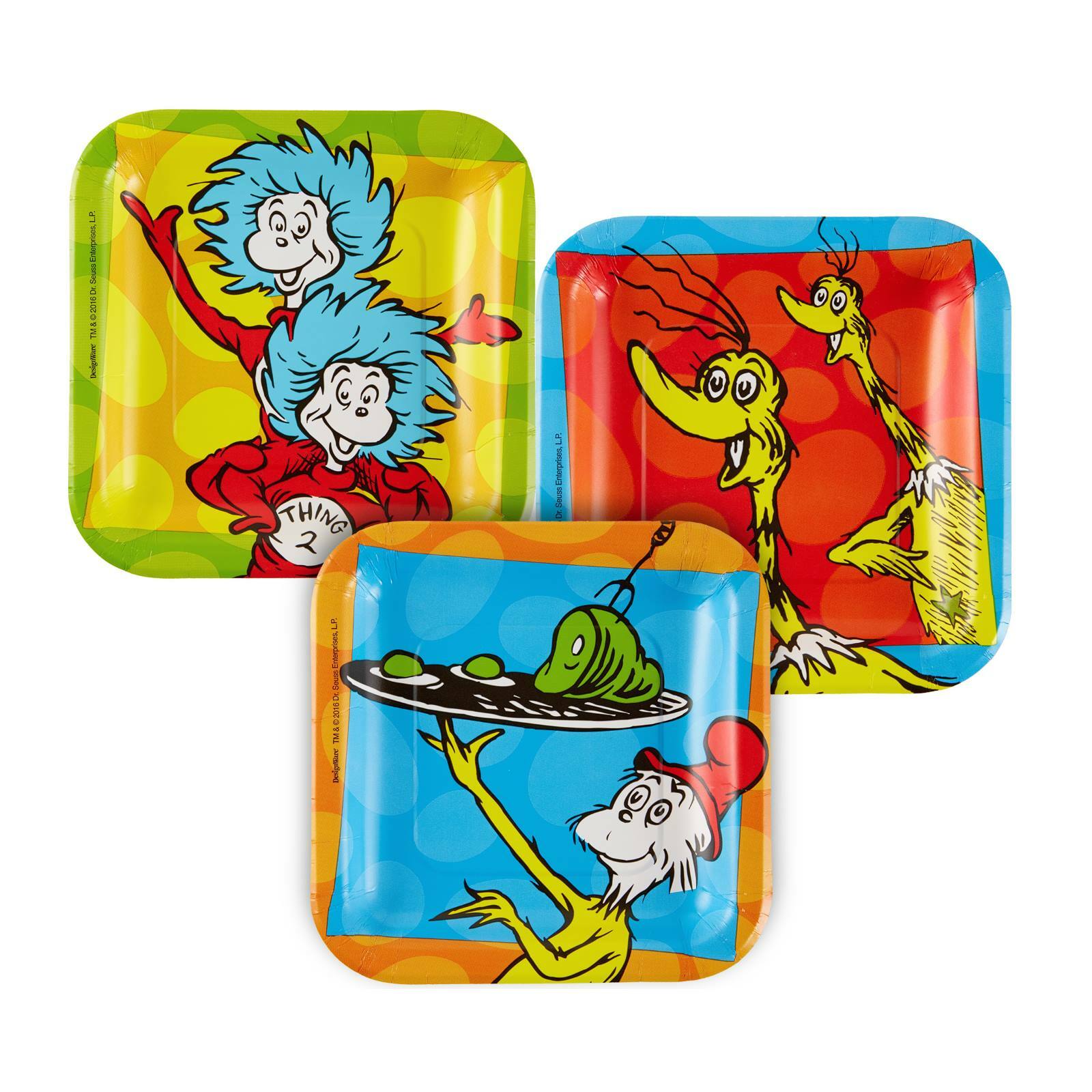 Dr Seuss Small Square Paper Plates (Pack of 8)