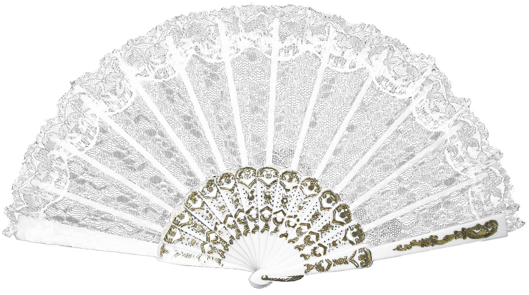 Folding Lace White Fan Costume Accessory