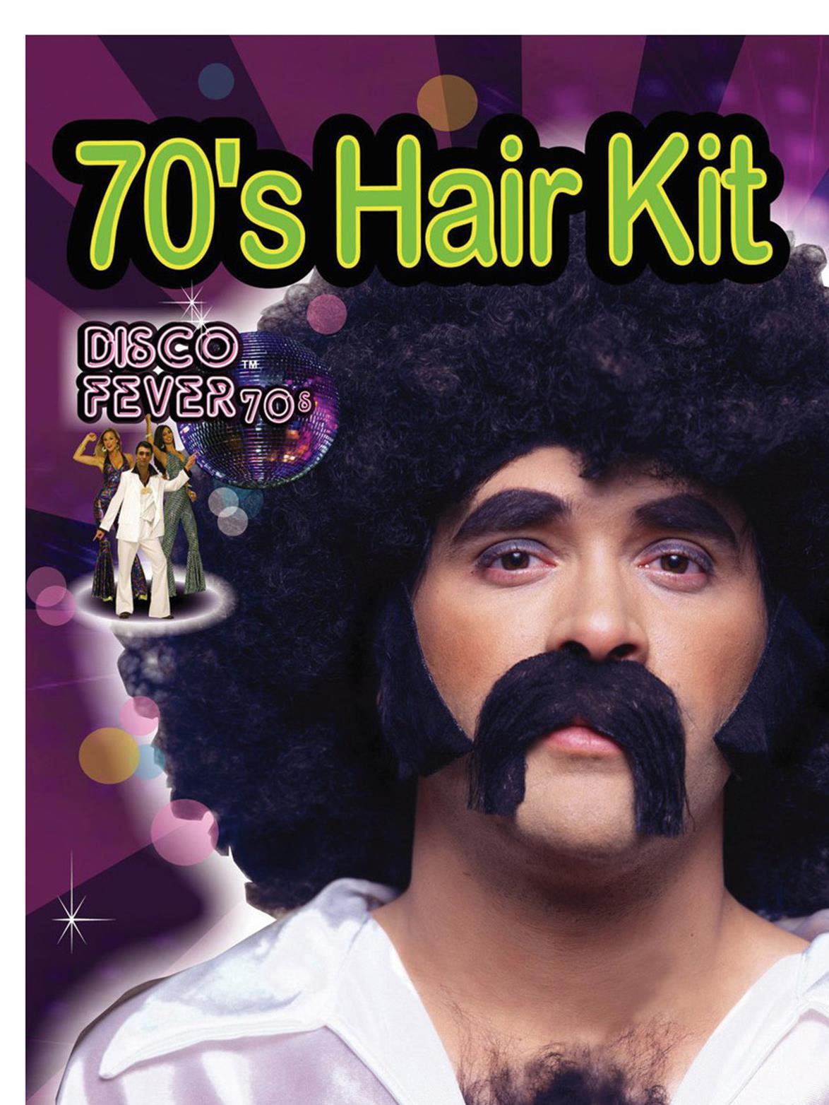 1970's Disco Moustache Sideburns Chest Hair Adult Accessory Kit