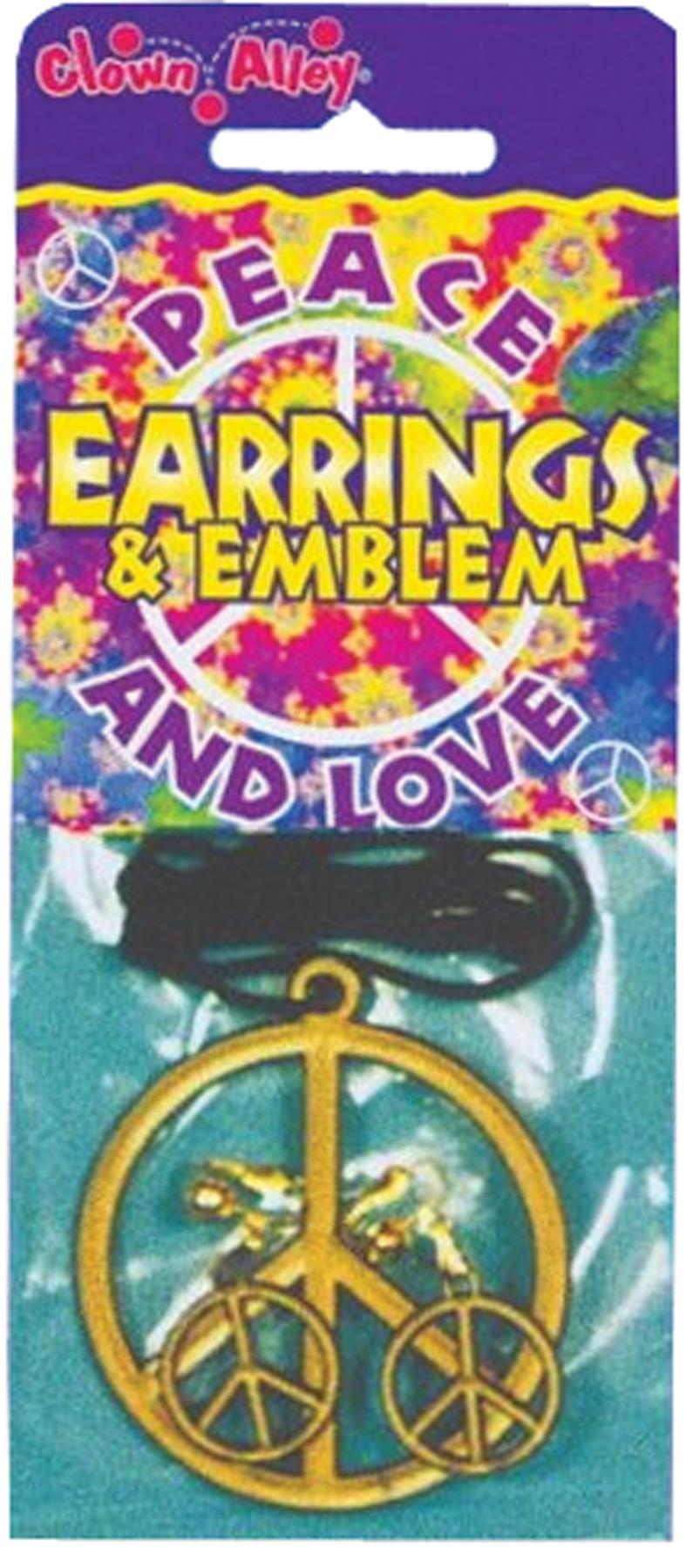 Peace Necklace Earring Set Adult Costume Accessory