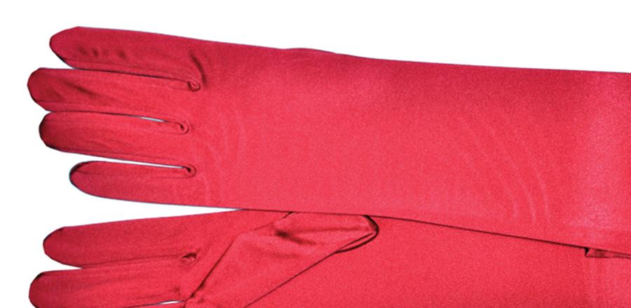 Red Elbow Length Adult Gloves