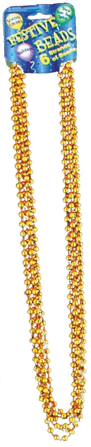 Gold Beads 33in Adult Costume Accessory Pack of 6