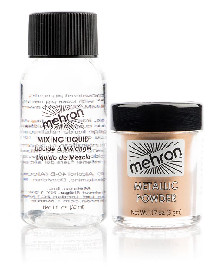 Mehron Metallic Powder With Mixing Liquid Gold Makeup Accessory