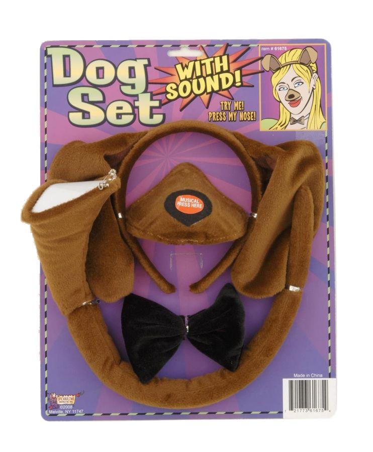 Puppy Dog Ears Tail Bow Tie Nose With Sound Accessory Set