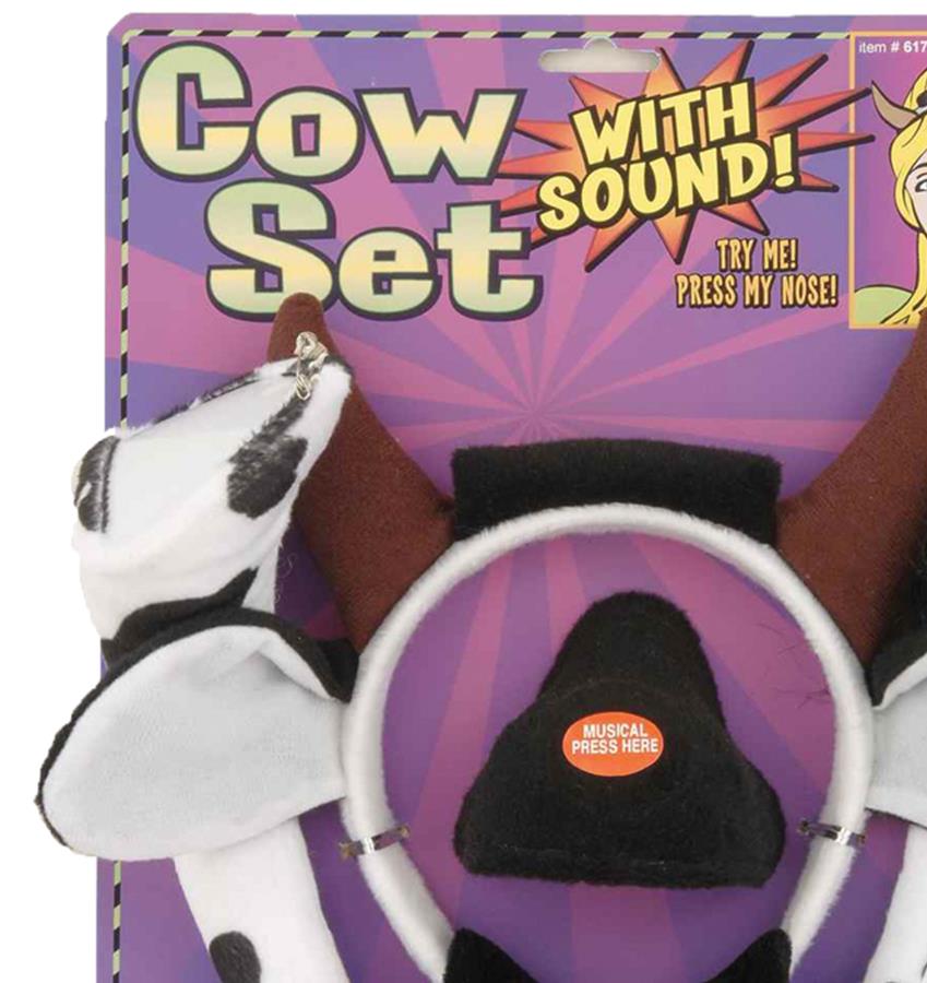Cow Ears Tail Bow Tie Nose With Sound Accessory Set