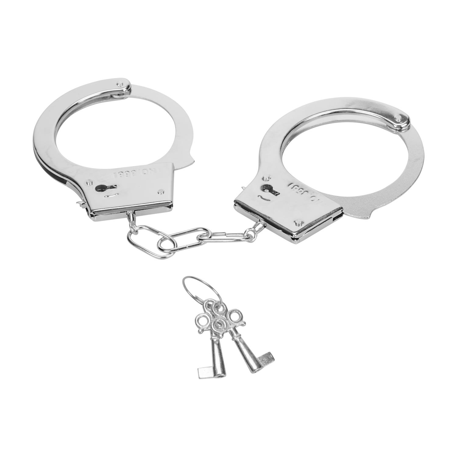 Police Officer Metal Handcuffs With Keys Adult Costume Accessory