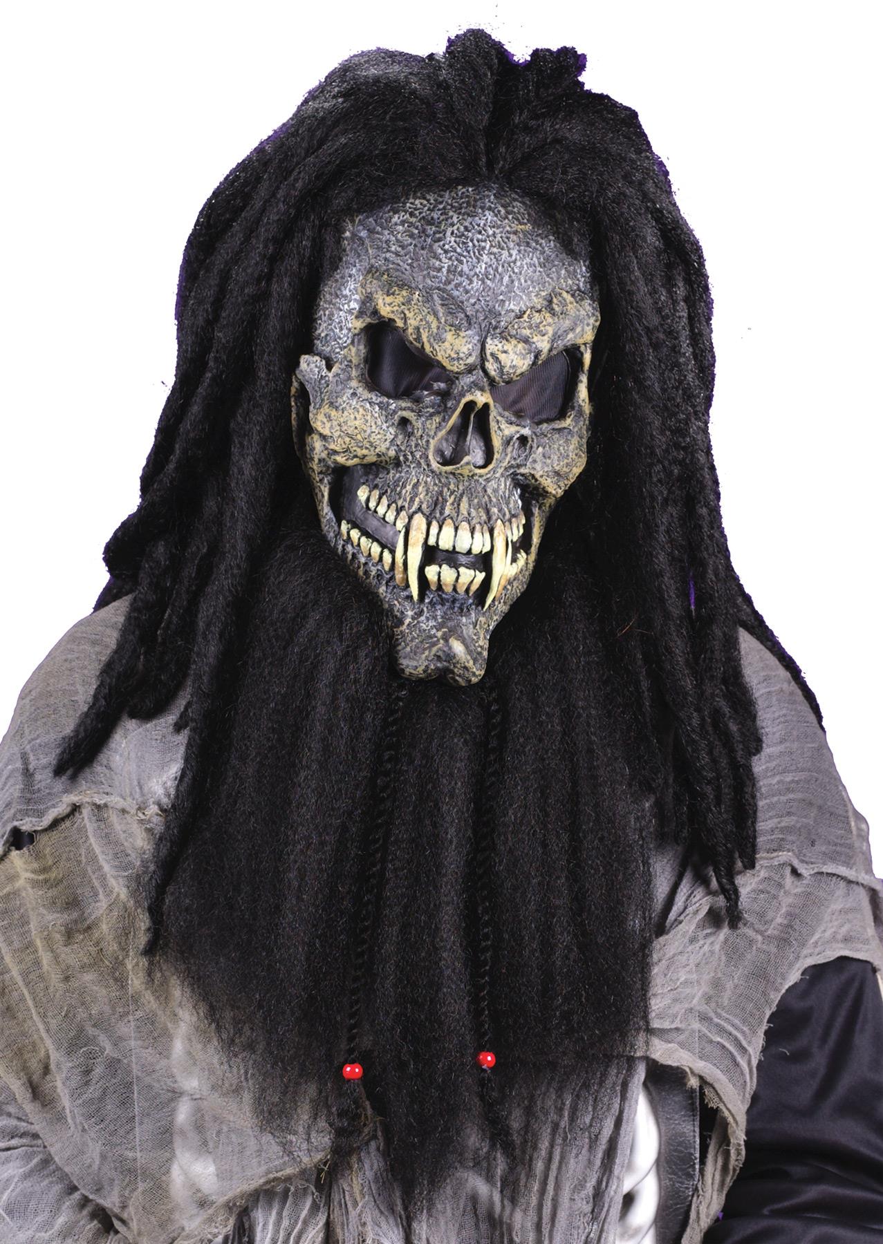 Fearsome Faces Skull Hair Latex Adult Mask