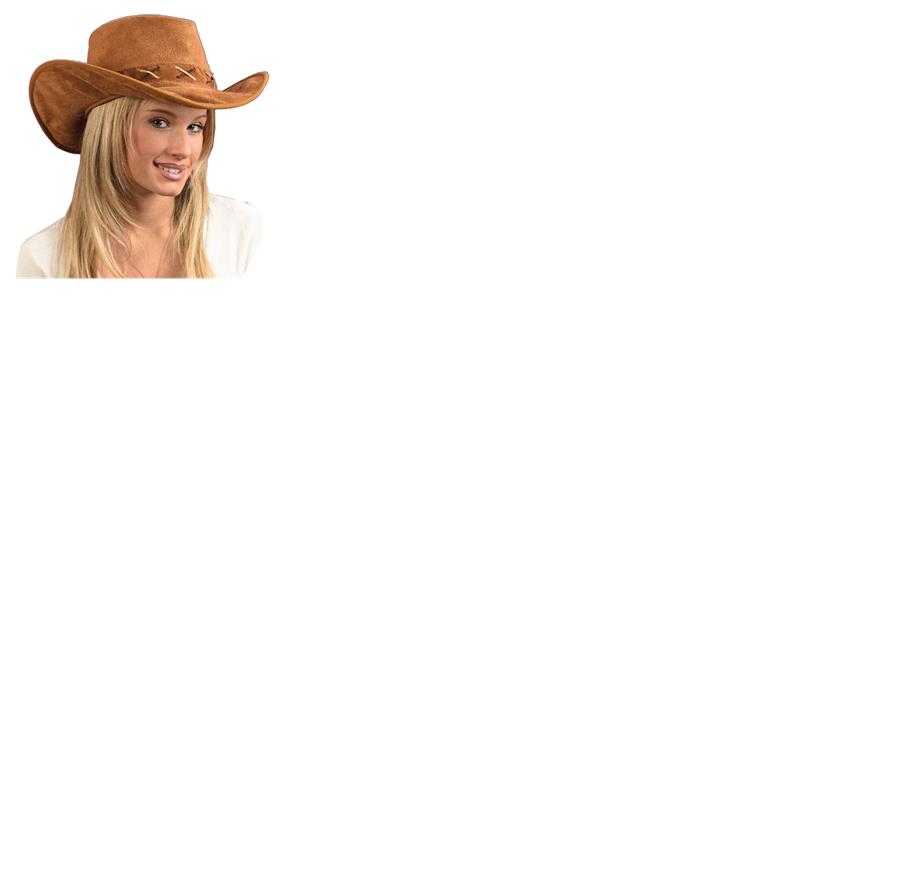 Western Cowboy Suede Look Brown Adult Hat