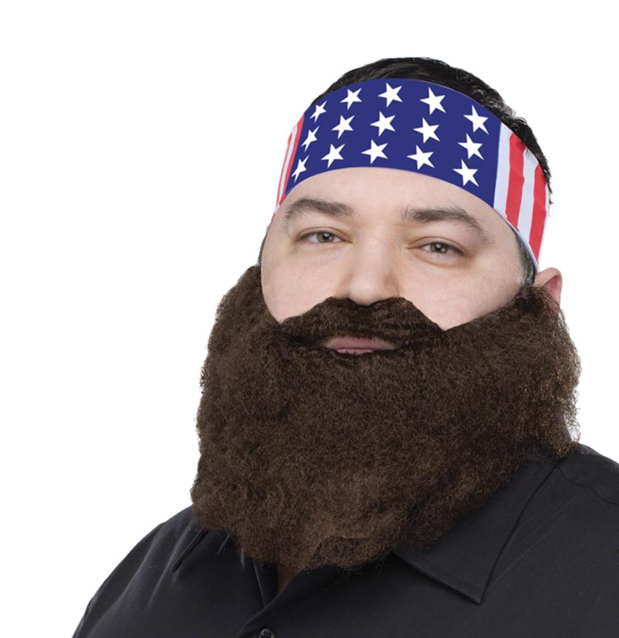 Crazy Quackers RWB Bandana Brown Beard Adult Costume Accessory